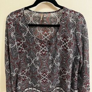 Stetson Black and Gray 3/4 Sleeve Blouse